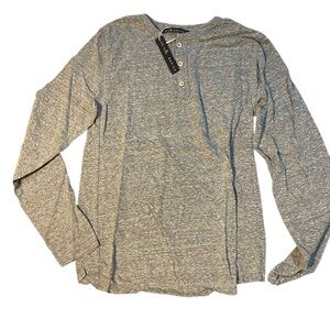 Miki Miette Basics Unisex Gray Long‎ Sleeve Shirt with Buttons NWT 12Y